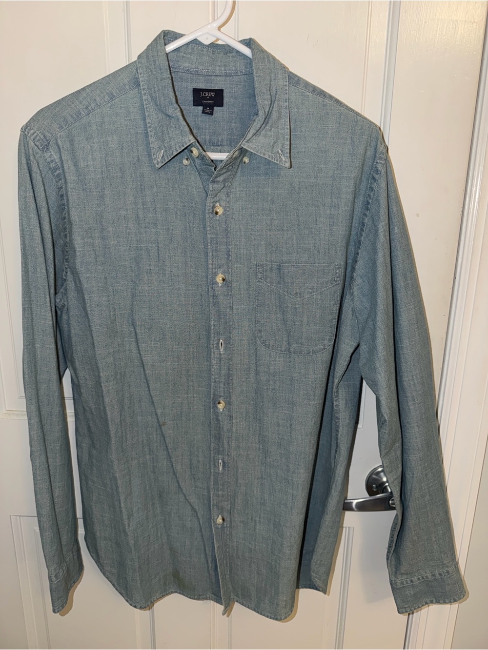 J. Crew Men's Washed Light Blue Chambray Button-Down Shirt